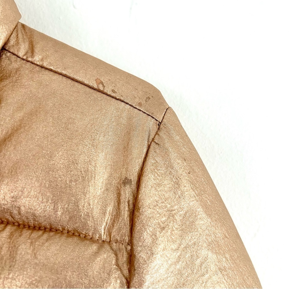 J. Crew Rose Gold Metallic Puffer Coat with Quilted Mock Neck - Picture 4 of 7
